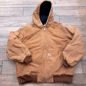 Carhartt men's sz XL jacket brown Flannel-Lined‎ J140 duck J140BRN USA Made Hood